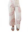 Pol Wavy Pattern Crochet Detail Denim Pants In Cream In Neutral