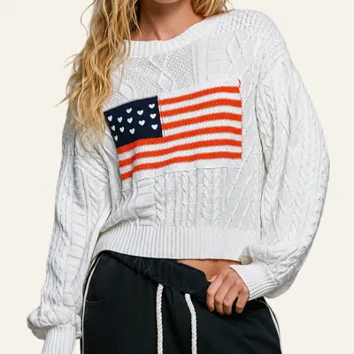 Pol Women's American Flag Sweater In White