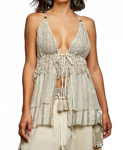 Pol Women's Caribbean Is Calling Tank Top In Beige In Gold