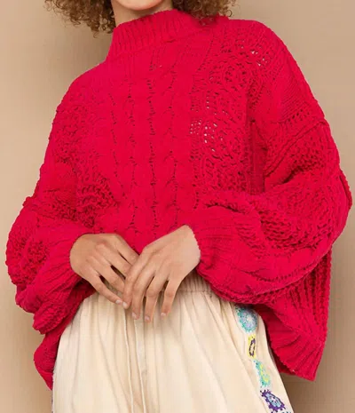 Pol Women's Chenille Twisted Cable Pullover Sweater In Magenta In Pink