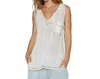Pol Women's Front Pocket Solid Knit Tank Top In Off White In White