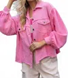 Pol Women's Hits You At The Waist Shacket In Pink Plus In Multi