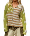 Pol Women's Mohair Flag Sweater Jacket In Green In Green