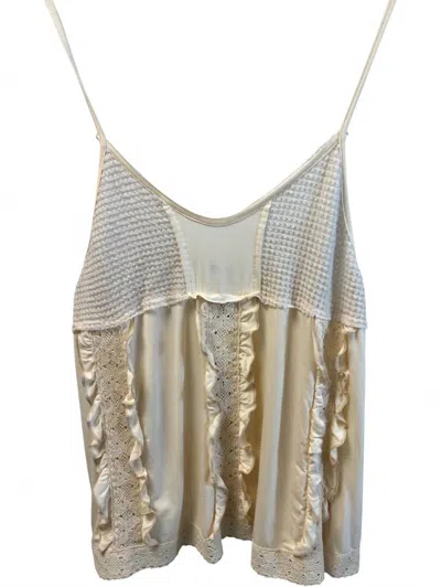 Pol Women's Waffle Top In Cream In Gray