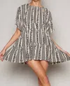 Pol Woven Mini Dress In Black/cream In Black