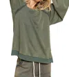 Shop Pol Zoey Criss-cross Back Sweatshirt In Vintage Moss In Green