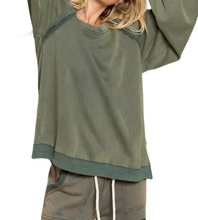Pol Zoey Criss-cross Back Sweatshirt In Vintage Moss In Green