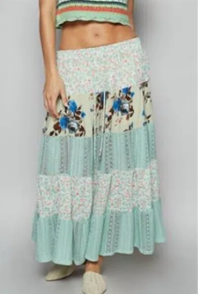 Pol Zoey Tiered Maxi Skirt In Sage In Multi