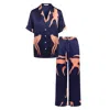 Pola Women's Blue / Red All-season Long Pyjama Set In Blue