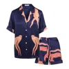 Pola Women's Blue / Red Blue Silk Short Pyjama Set In Multi