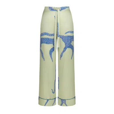 Pola Women's Green / Pink / Blue Green Silk Pyjama Bottoms In Multi