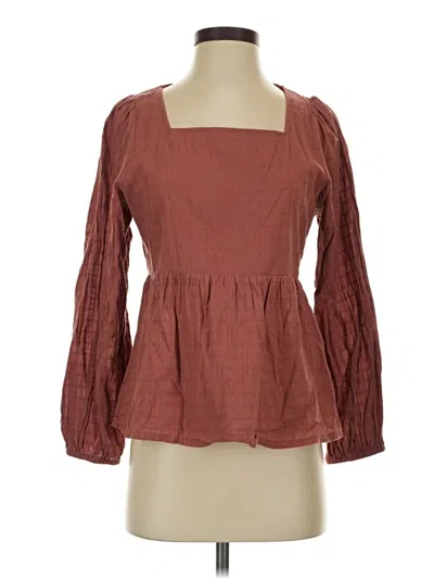 Pre-owned Polagram 3/4 Sleeve Blouse In Brown