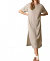Polagram All In Admiration Ribbed Dress In Light Grey In Neutral