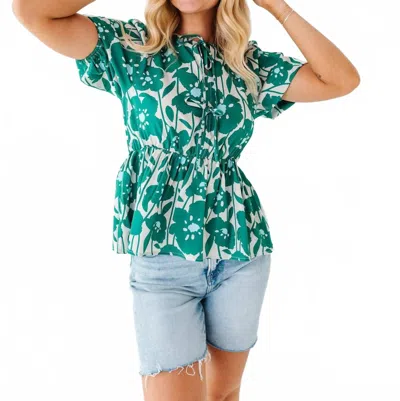 Polagram Breeze And Bloom Top In Green Multi