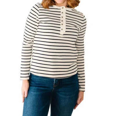 Polagram Carol Striped Top In Black In Multi