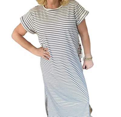 Polagram Casual Days Short Sleeve Round Neck Dress In Cream/black In Gray