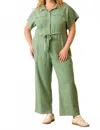 Polagram Celina Button Front Jumpsuit - Plus In Greeen In Green
