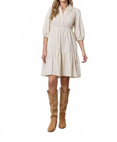 Polagram Collar Mini Dress - Plus In Oatmeal In White