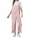Polagram Corduroy Cutie Floral Overalls In Cream Multi In Pink
