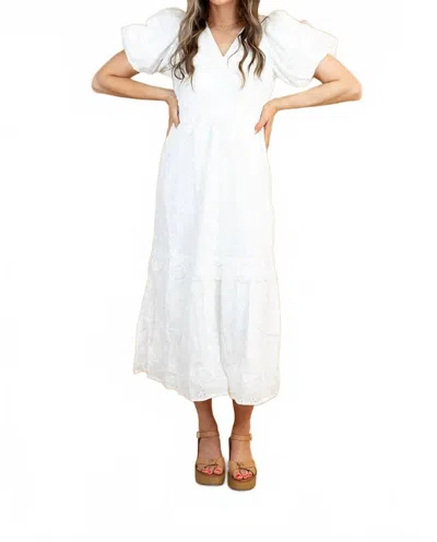 Polagram Dani Eyelet Midi Dress In White