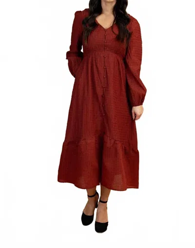 Polagram Dorothy Midi Dress In Brick In Animal Print