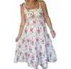 Polagram Fields Of Bloom Midi Dress In Cream/red
