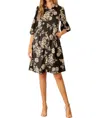 Polagram Flora Button Up Tiered Dress In Black In Black