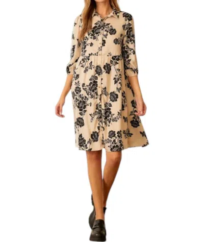 POLAGRAM FLORA BUTTON UP TIERED DRESS IN CREAM