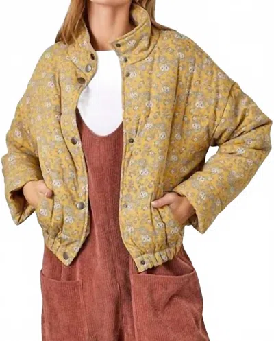 Polagram Floral Puff Jacket In Mustard In Green