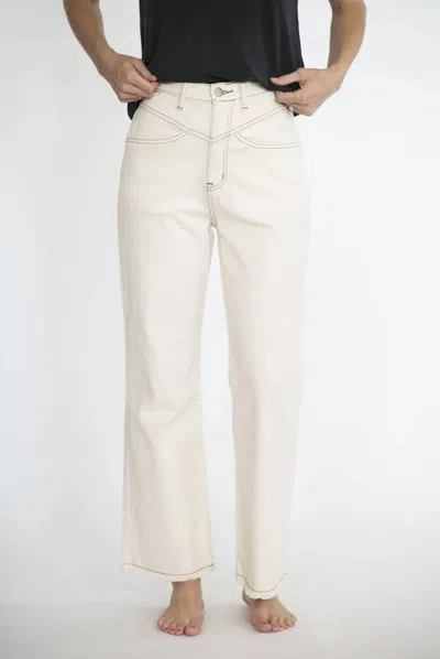 Polagram Hopkins High Rise Wide Leg Jeans In Cream In White