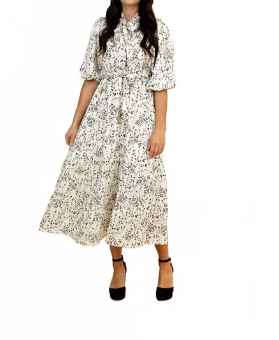 Polagram Ivana Midi Dress In Cream/black In Multi