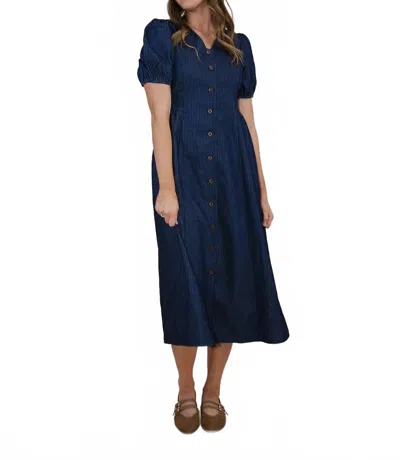 Polagram Kollyns Pinstripe Dress Dress In Denim In Red