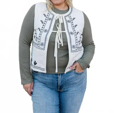 Polagram Laityn Embroidered Vest In Cream In Multi