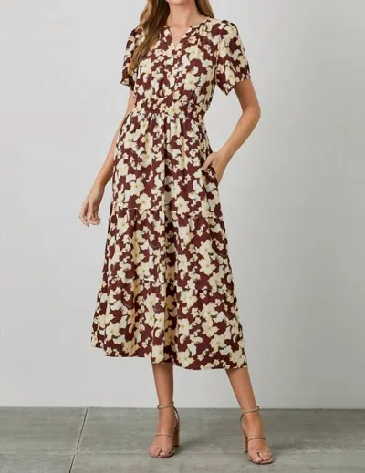 Polagram Langford Dress In Burgundy Multi