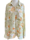 Polagram Leaf Print Button Up In Ivory