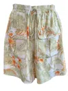 Polagram Leaf Print Shorts In Ivory