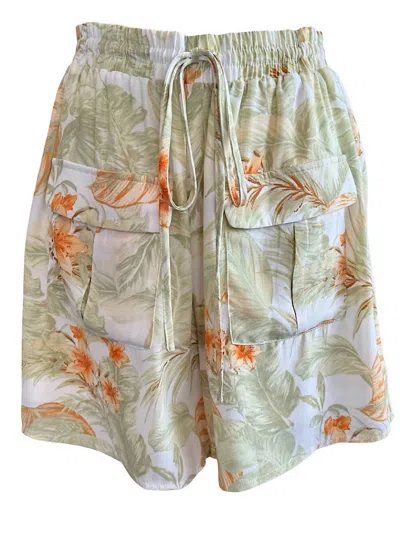 Polagram Leaf Print Shorts In Ivory In White