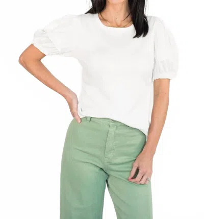 Polagram Lesly Short Ruffled Sleeves Top In Ivory In White