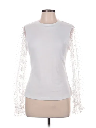 Pre-owned Polagram Long Sleeve Top White Crew Neck Tops