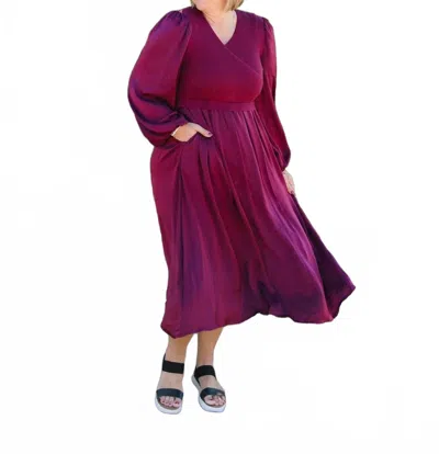 Polagram Maddox Midi Dress In Burgundy In Purple