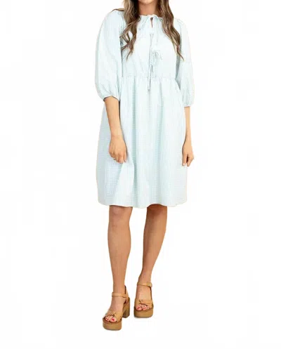 Polagram Maisie Plaid Midi Dress In Blue/white