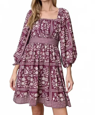 Polagram Maja Dress In Plum In Multi