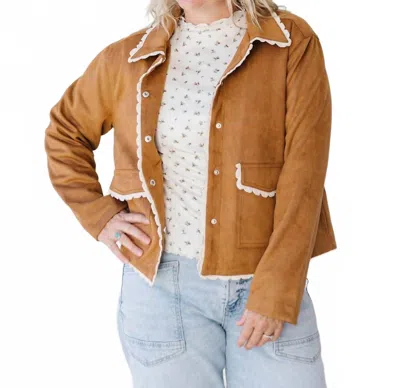 Polagram Meg Suede Jacket In Camel In Brown