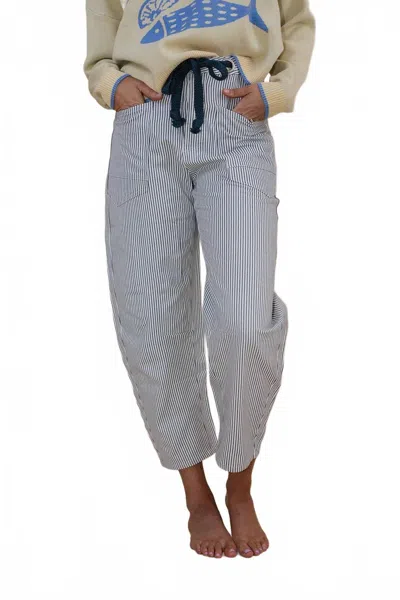 Polagram Mel Striped Pants In Teal In Grey