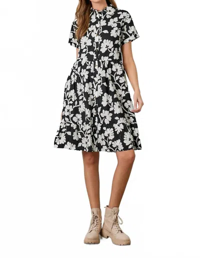 Polagram Midi Shirt Dress In Black Multi