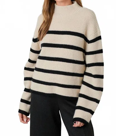 Polagram Mock Neck Ribbed Knit Sweater In Cream In Neutral