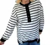 Polagram No Looking Back Striped Top In Ivory/black In White