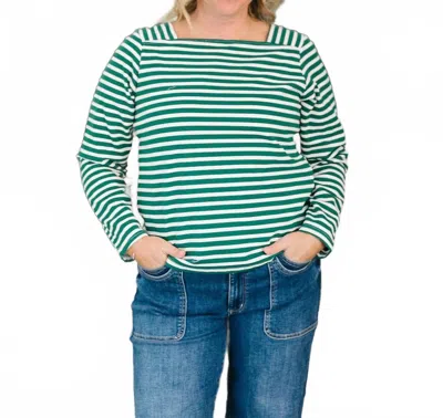 Polagram Paris Stripe Top In Green In Multi