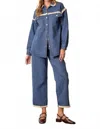 Polagram Rosemary Wide Leg Ankle Jeans In Blue In Blue