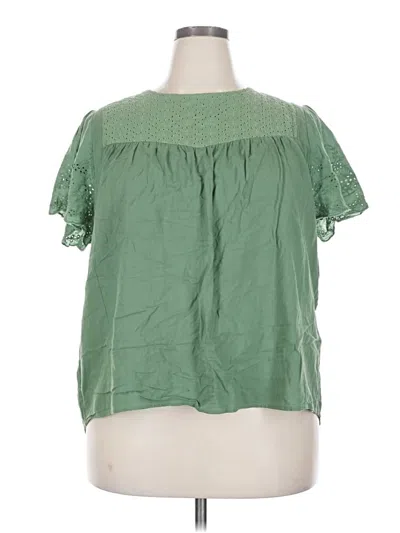 Pre-owned Polagram Short Sleeve Blouse In Green